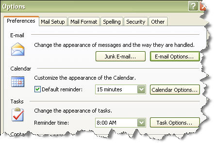 Outlook Alert Rules Options